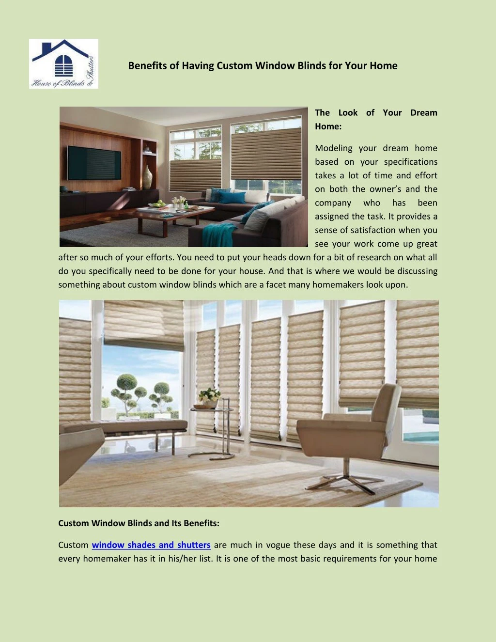 benefits of having custom window blinds for your