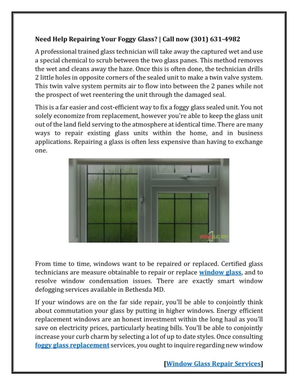 Professional Foggy Glass Repair Service | Window Glass Repair Service