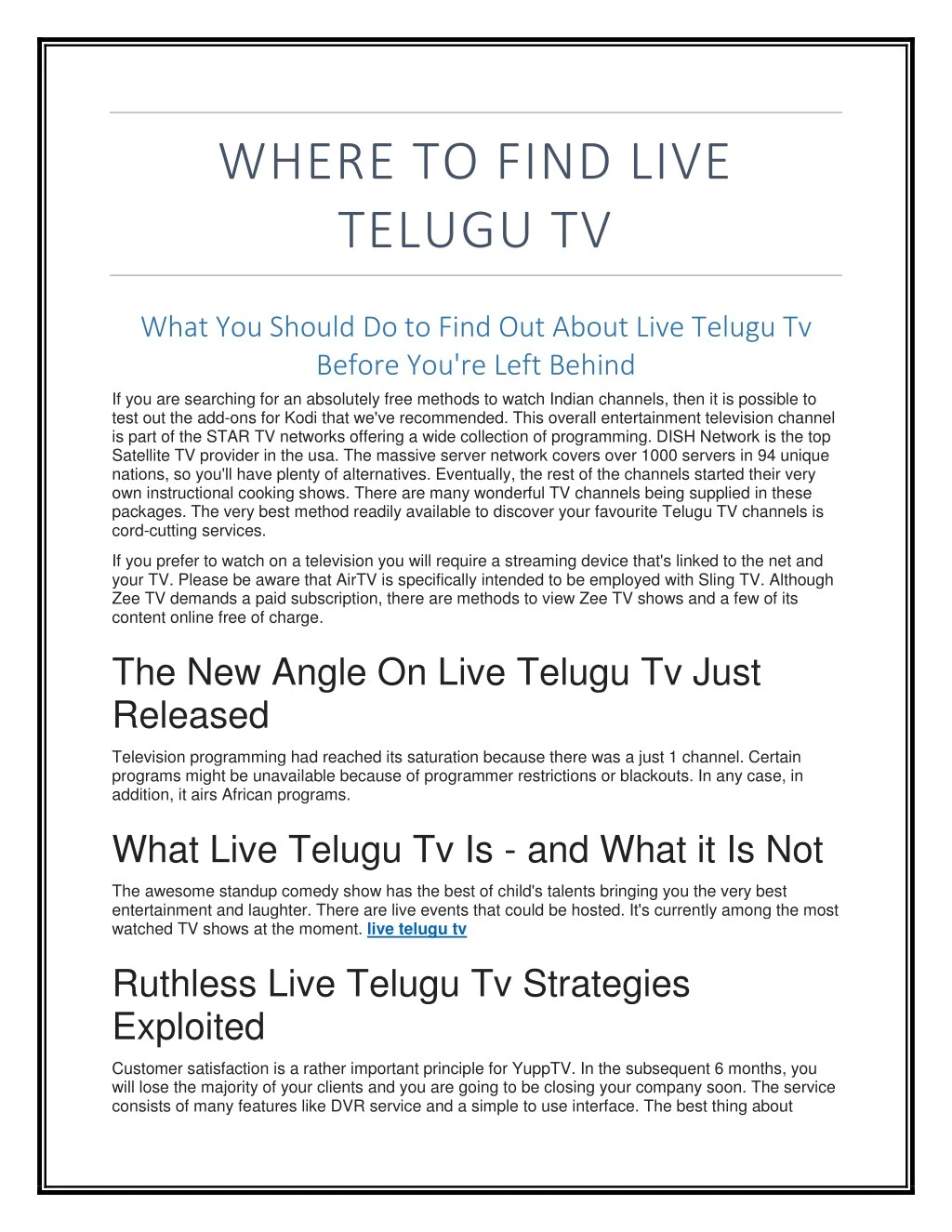 where to find live telugu tv