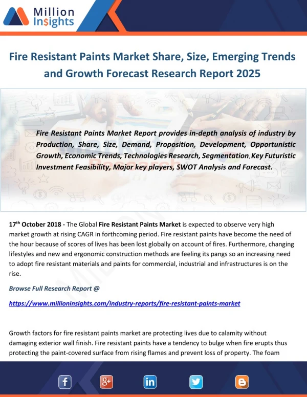 Fire Resistant Paints Market Share, Size, Emerging Trends and Growth Forecast Research Report 2025