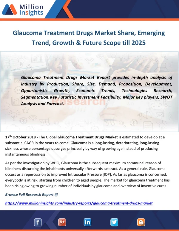Glaucoma Treatment Drugs Market Share, Emerging Trend, Growth & Future Scope till 2025