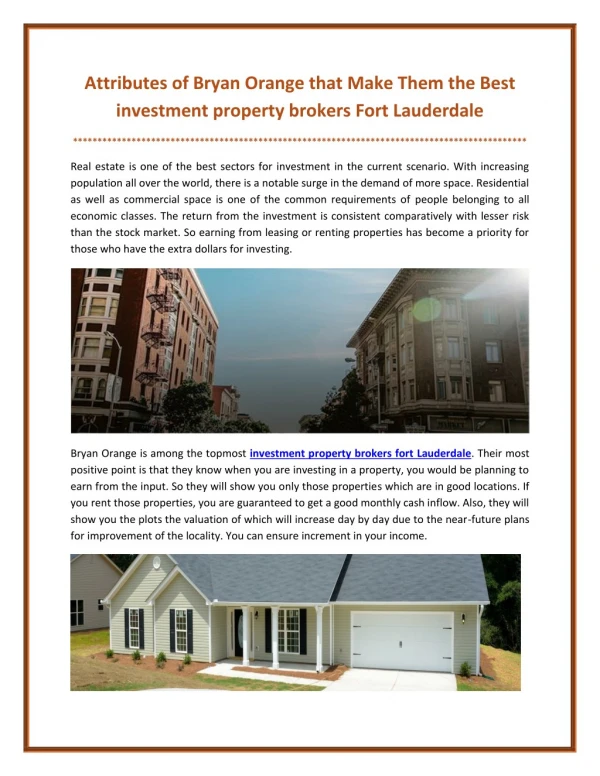 investment property brokers fort Lauderdale