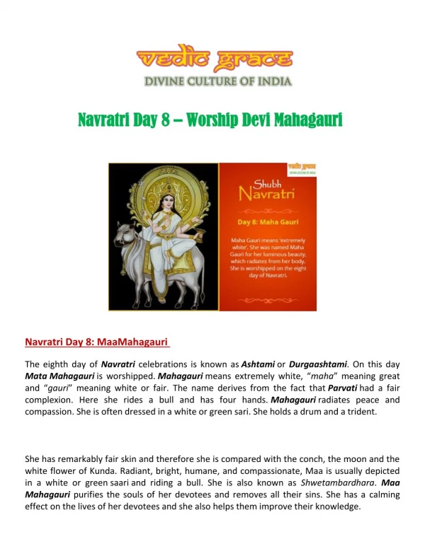 Navratri Day 8 – Worship Devi Mahagauri