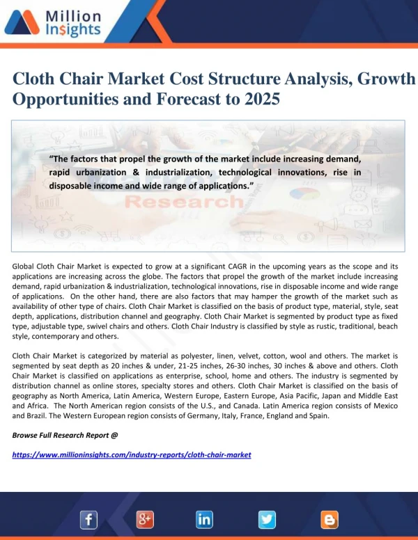 Cloth Chair Market Cost Structure Analysis, Growth Opportunities and Forecast to 2025