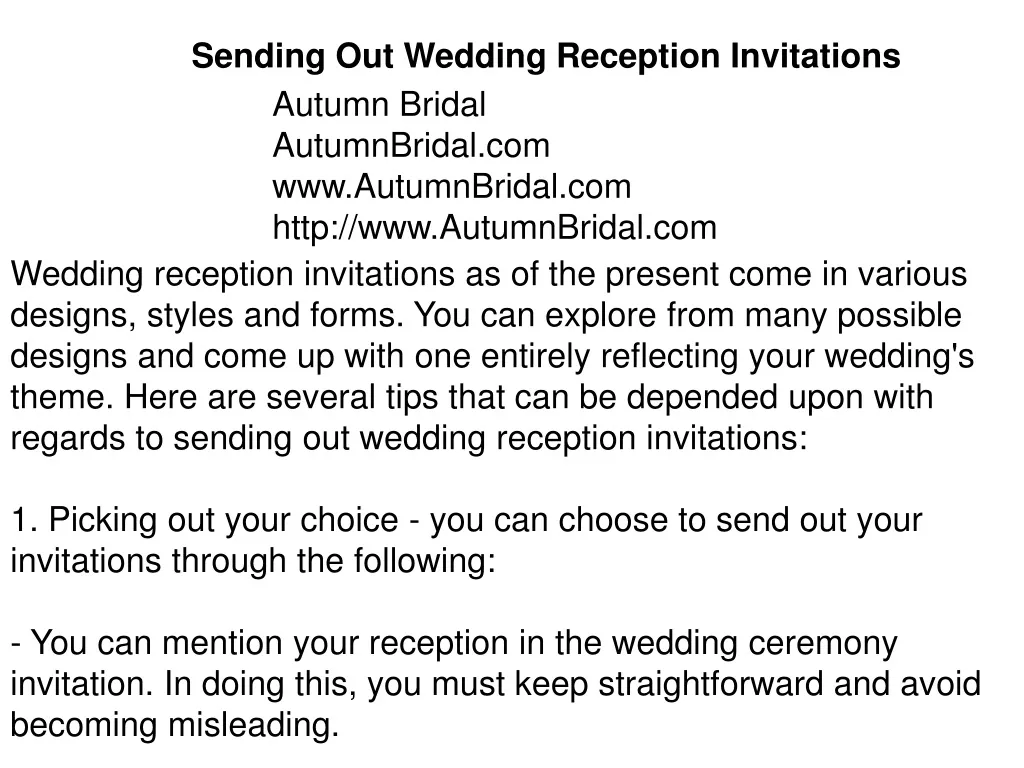 sending out wedding reception invitations