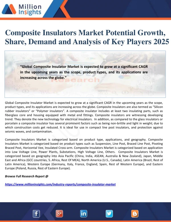 Composite Insulators Market Potential Growth, Share, Demand and Analysis of Key Players 2025