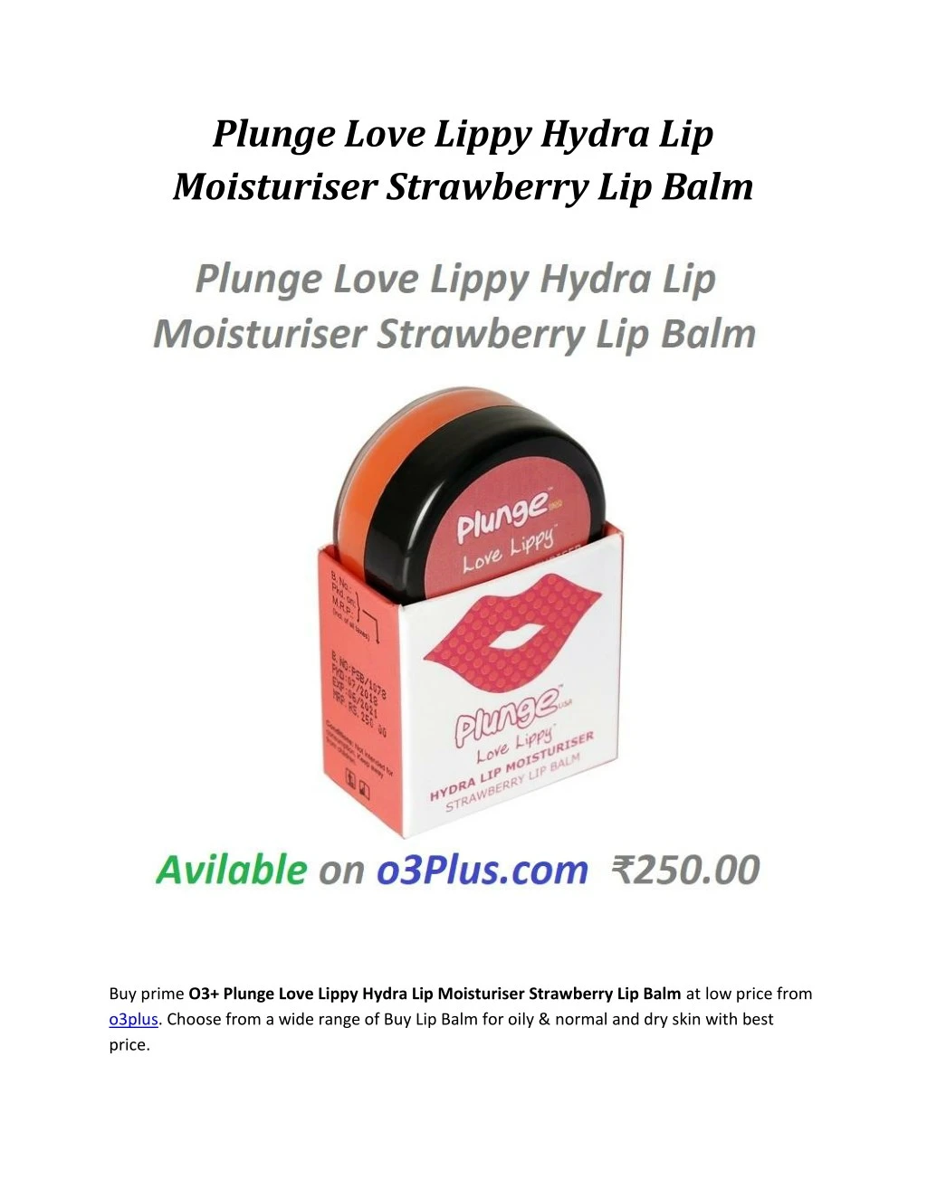 plunge love lippy hydra lip moisturiser