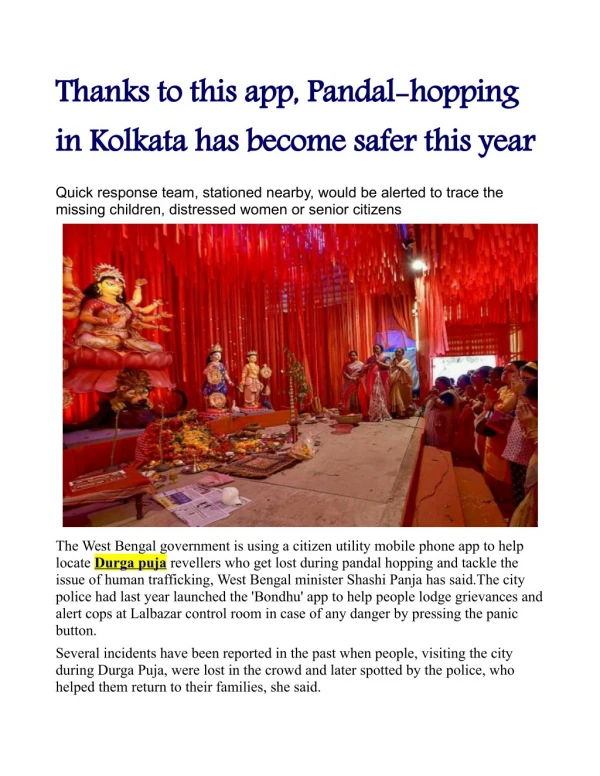 Thanks to this app, Pandal-hopping in Kolkata has become safer this year