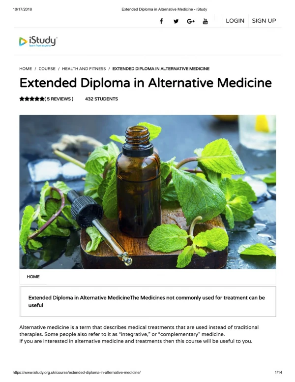 Extended Diploma in Alternative Medicine - istudy