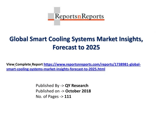 Smart Cooling Systems Market Size, Overview, Risk, and Driving Forces Studied 2018-2025