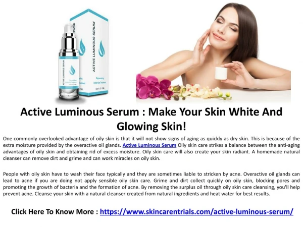 Active Luminous Serum : Make Your Skin White And Glowing!