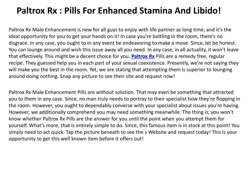 paltrox rx pills for enhanced stamina and libido