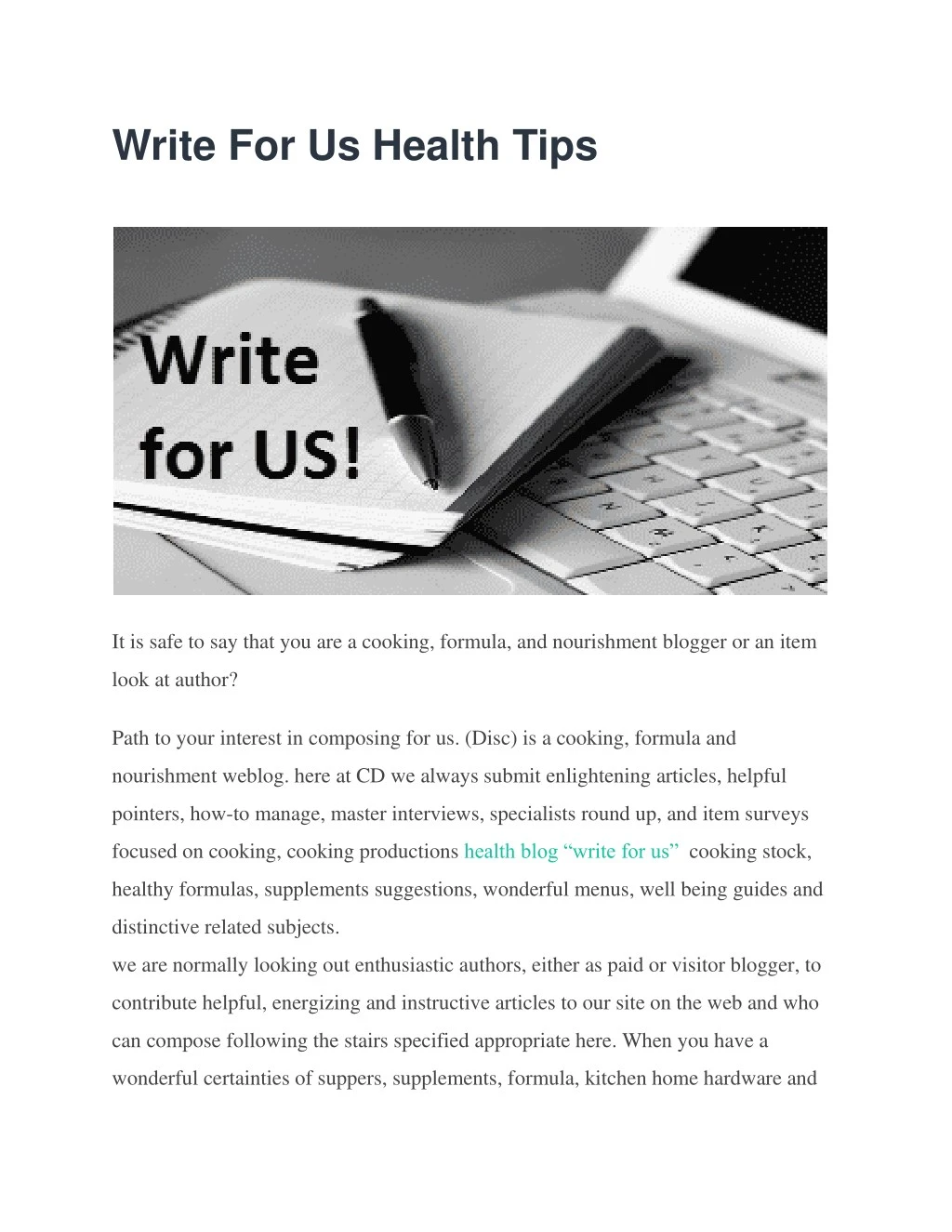 write for us health tips