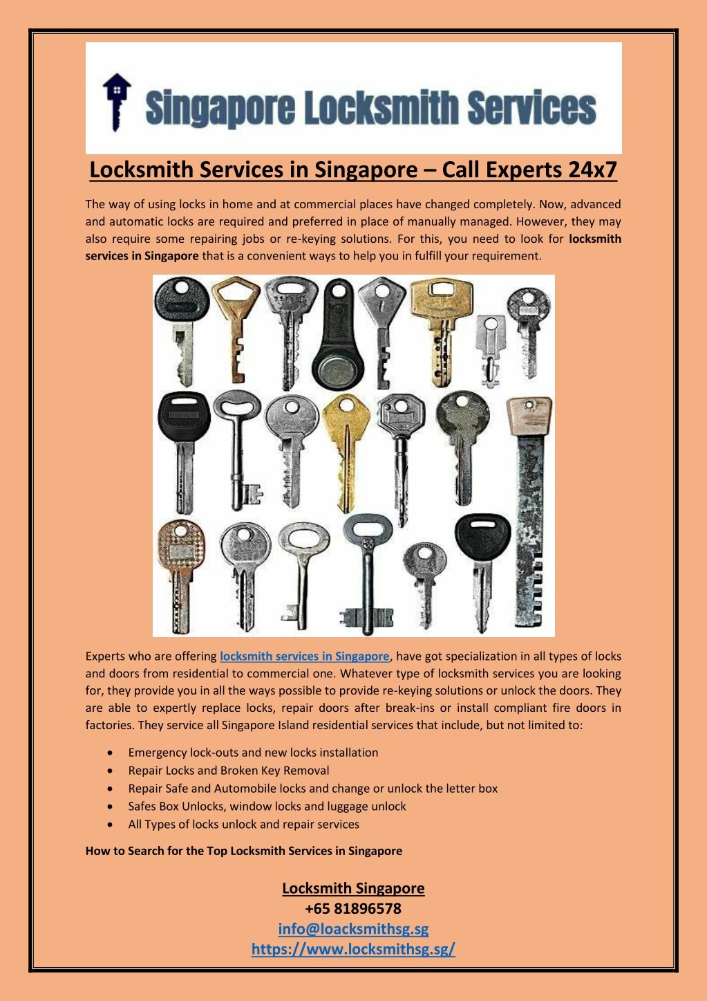 locksmith services in singapore call experts 24x7