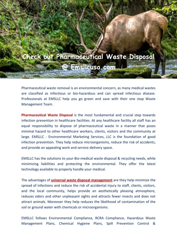 Pharmaceutical waste disposal - Emsllcusa