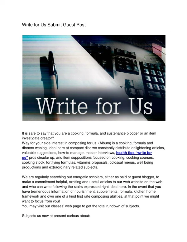 Write for Us Submit Guest Post