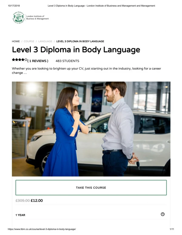 Level 3 Diploma in Body Language - LIBM