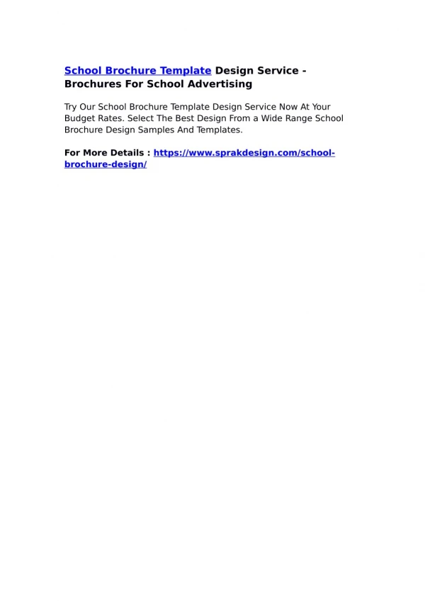 School Brochure Template Design Service - Brochures For School Advertising