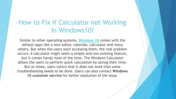 How to Fix if Calculator not Working in Windows 10
