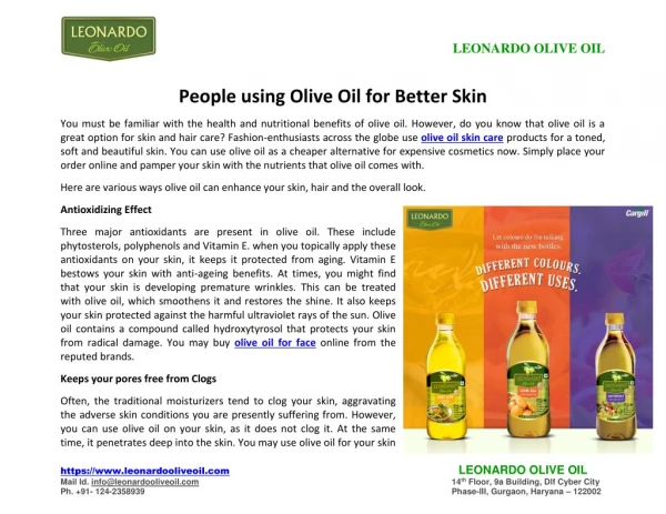 People using Olive Oil for Better Skin