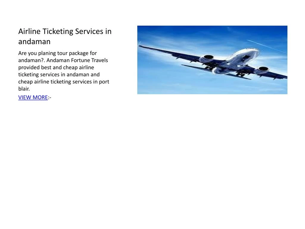 airline ticketing services in andaman