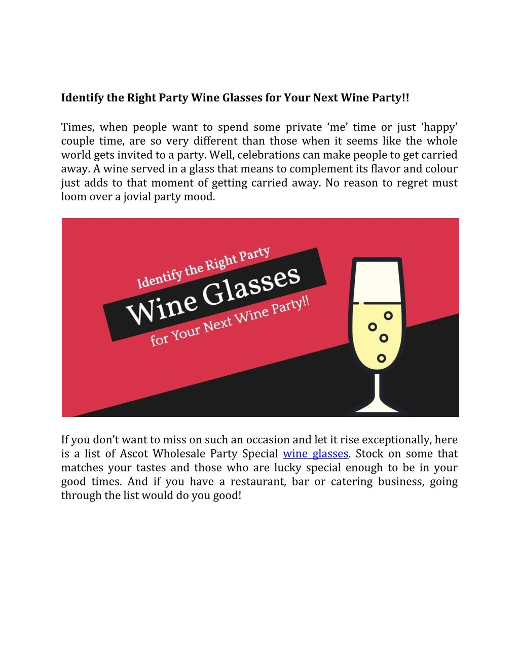 identify the right party wine glasses for your