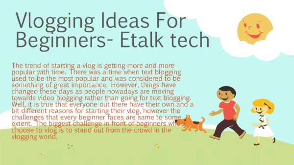 Vlogging Ideas For Beginners- Etalk tech