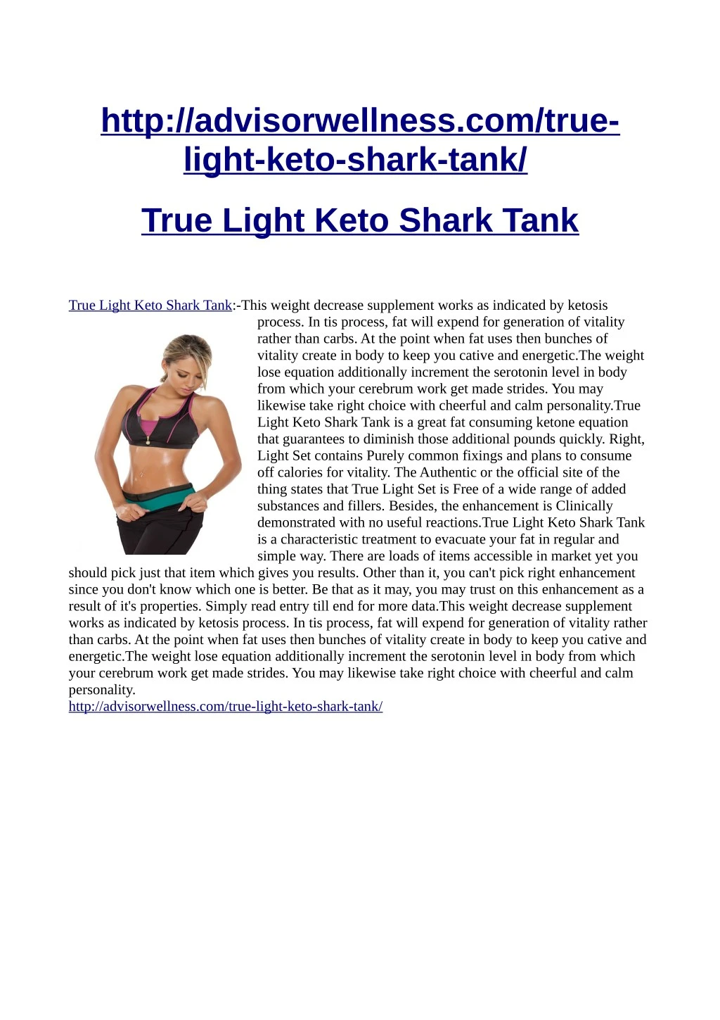 http advisorwellness com true light keto shark