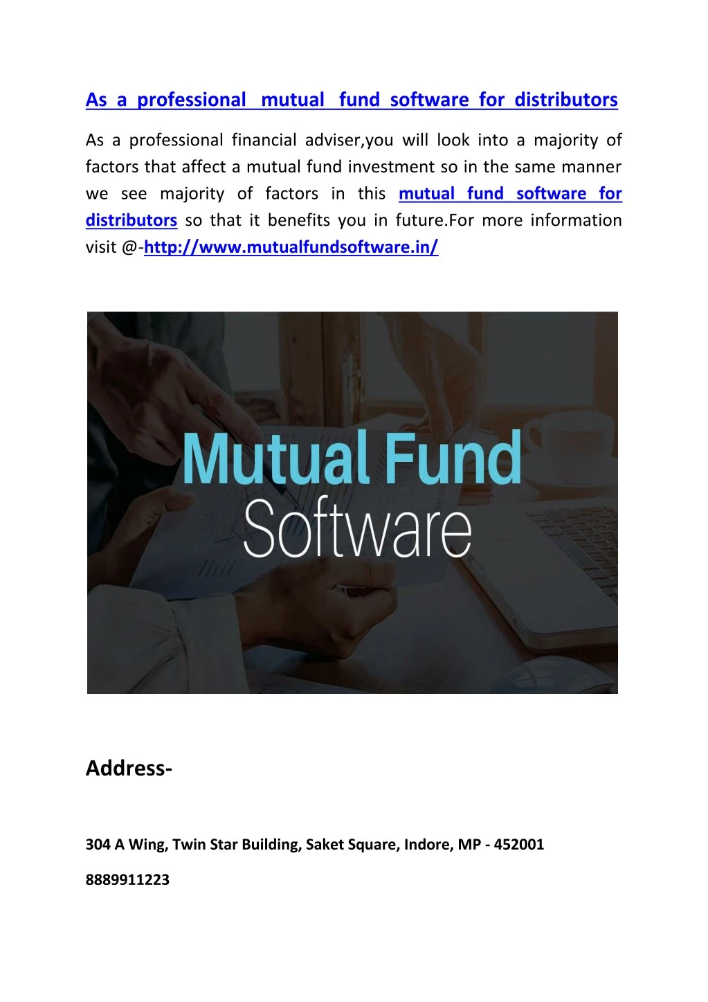 as a professional mutual fund software
