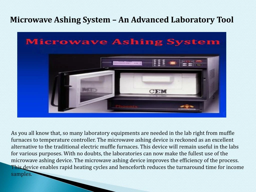 microwave ashing system an advanced laboratory