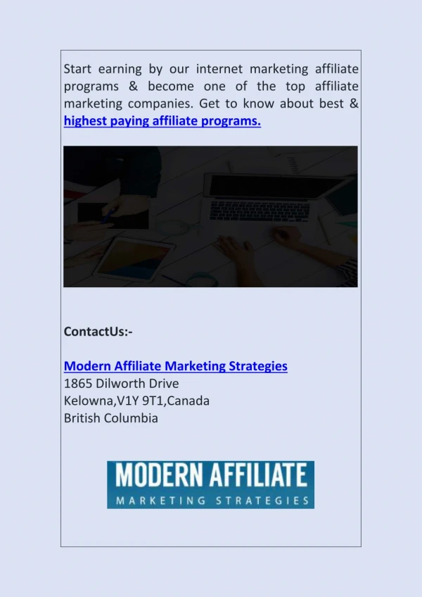 High Paying Affiliate Programs | Modern Affiliate Marketing Strategies