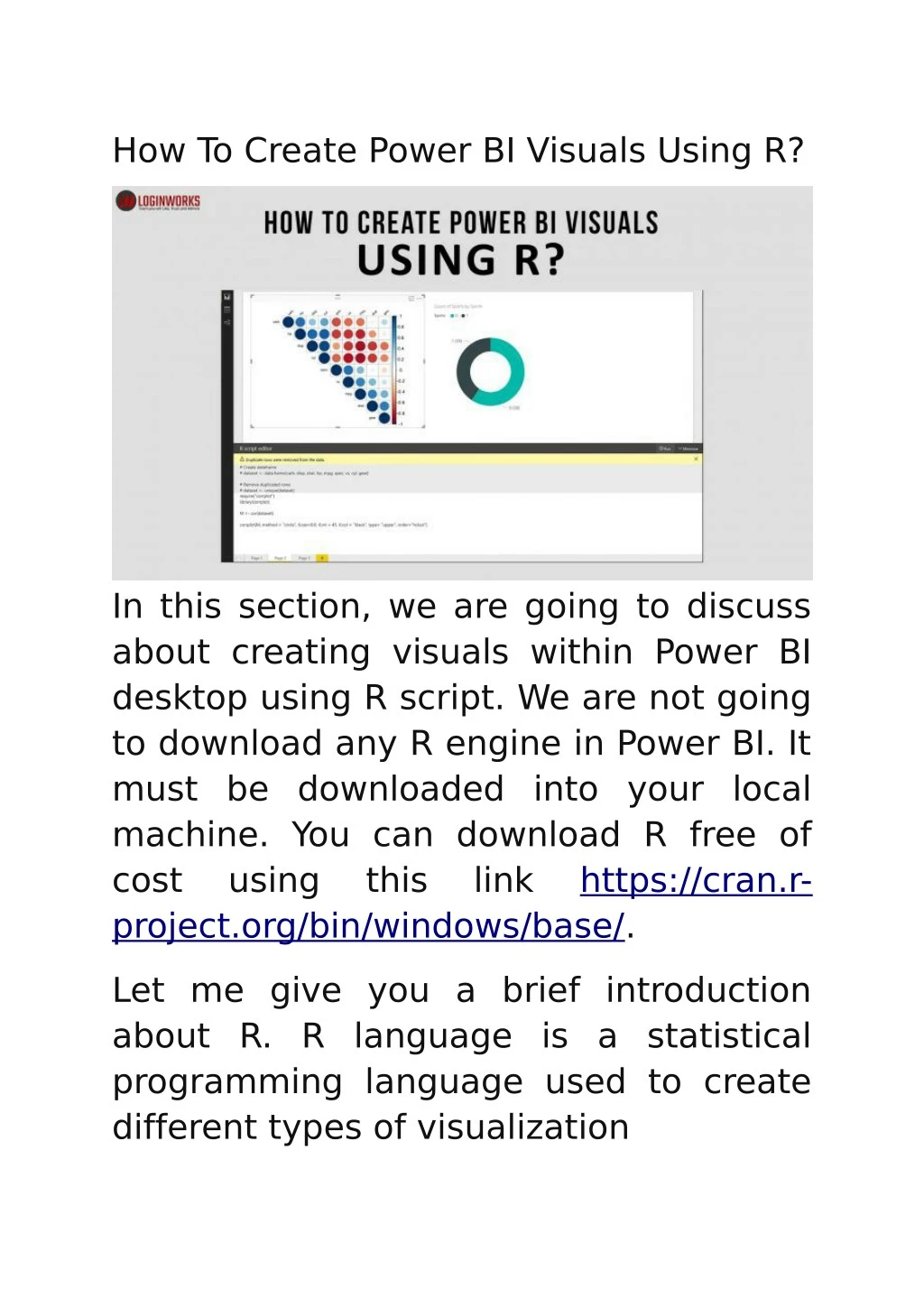 how to create power bi visuals using r
