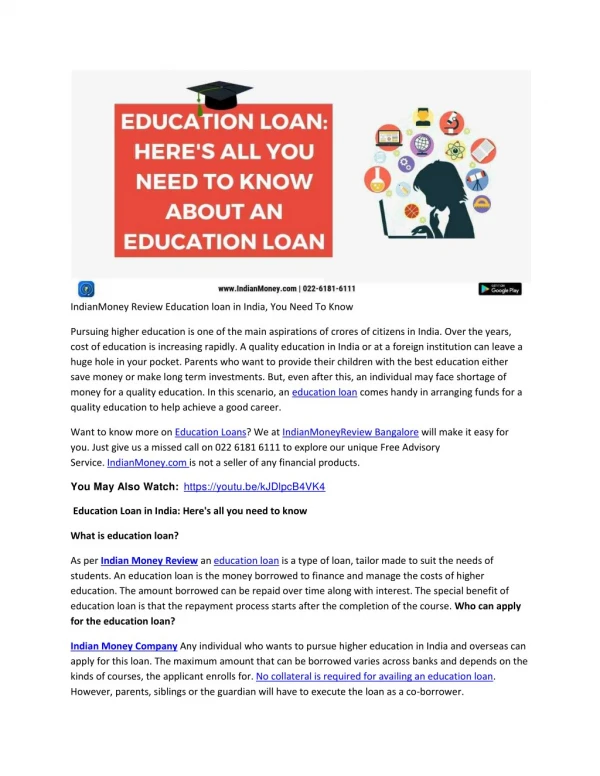 IndianMoney Review - Education loan in India, You Need To Know