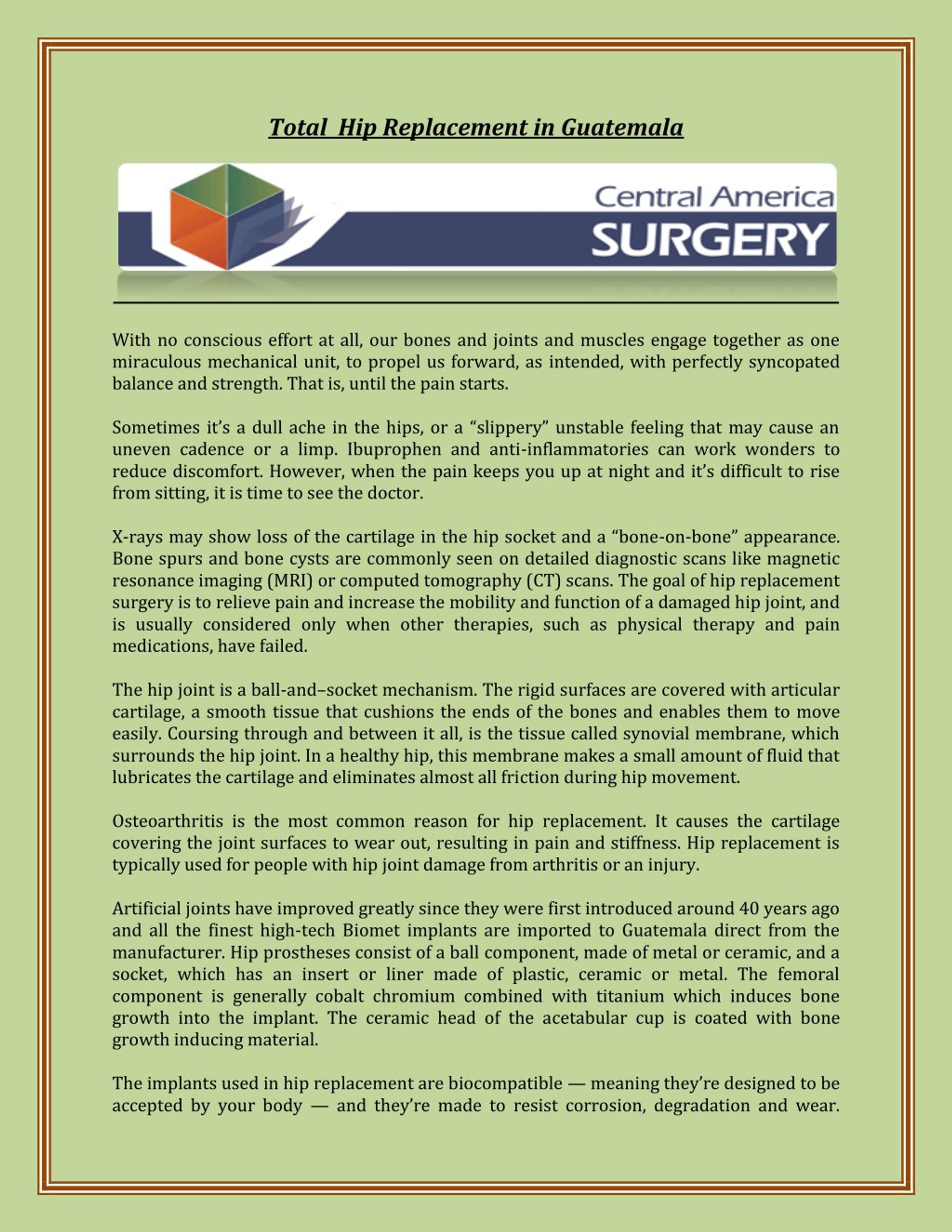 PPT - Total Hip Replacement in Guatemala PowerPoint Presentation, free ...