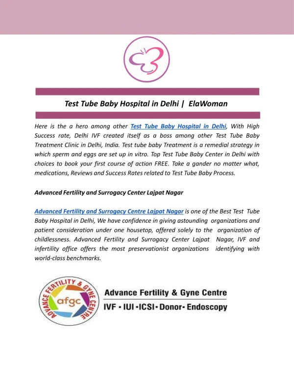 Test Tube Baby Hospital in Delhi | ElaWoman