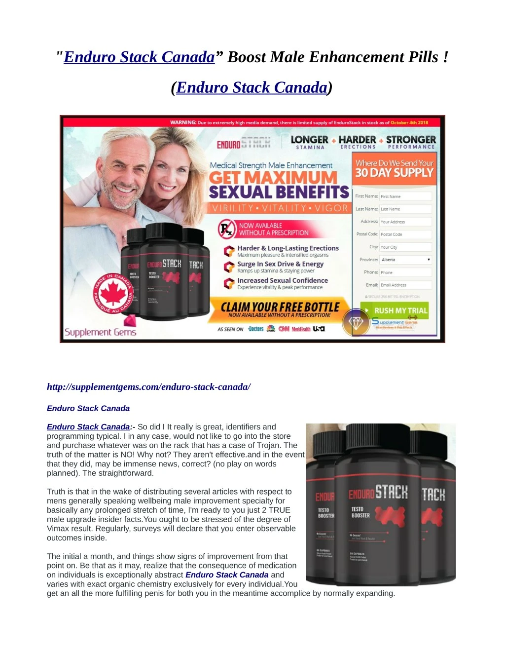 enduro stack canada boost male enhancement pills