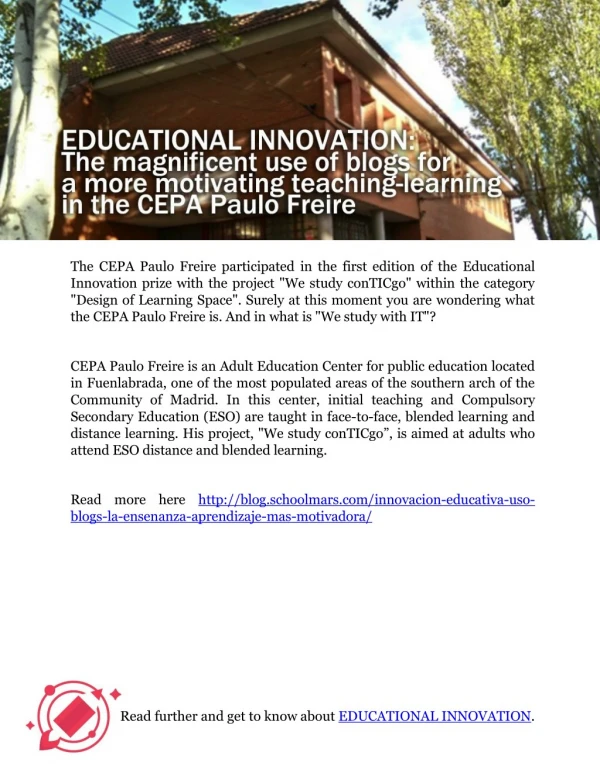 EDUCATIONAL INNOVATION: The magnificent use of blogs for a more motivating teaching-learning in the CEPA Paulo Freire
