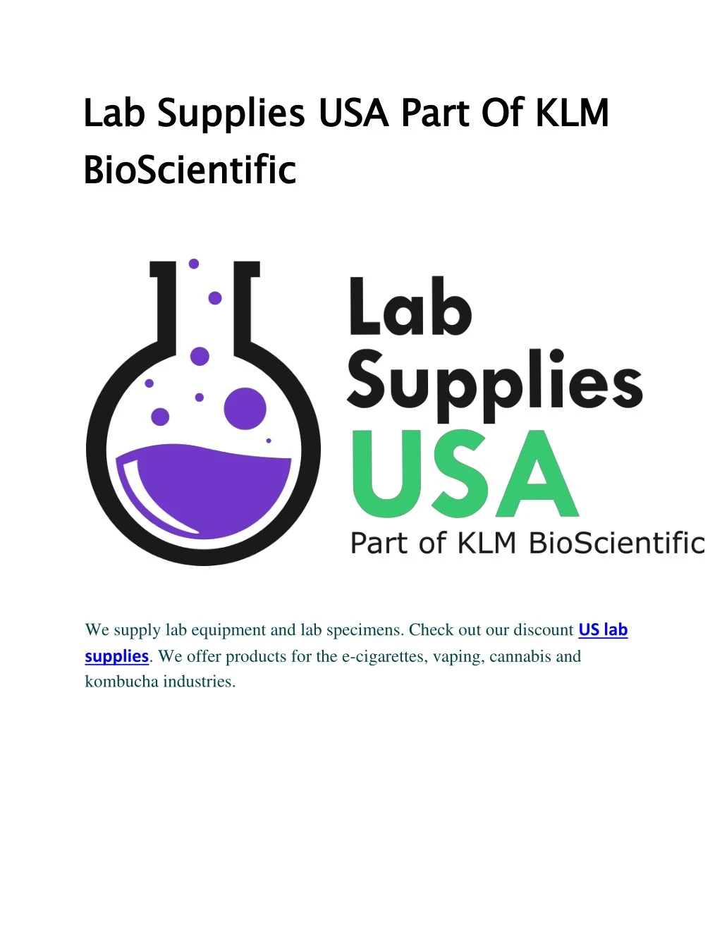 lab supplies usa part of klm bioscientific
