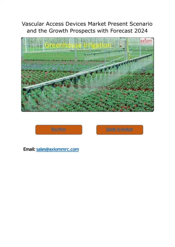 Greenhouse Irrigation Market Future Demand & Growth Analysis with Forecast up to 2024