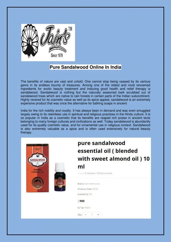 Pure Sandalwood Online In India - Jain Super Store