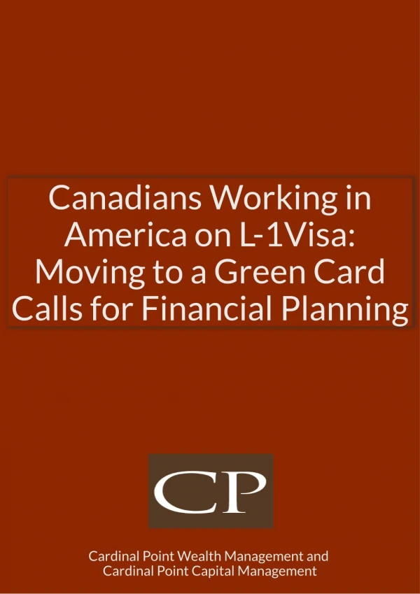 Moving to a Green Card Calls for Financial Planning
