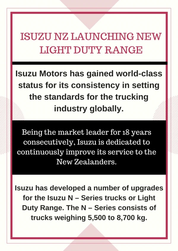 Isuzu NZ Launching New Light Duty Range