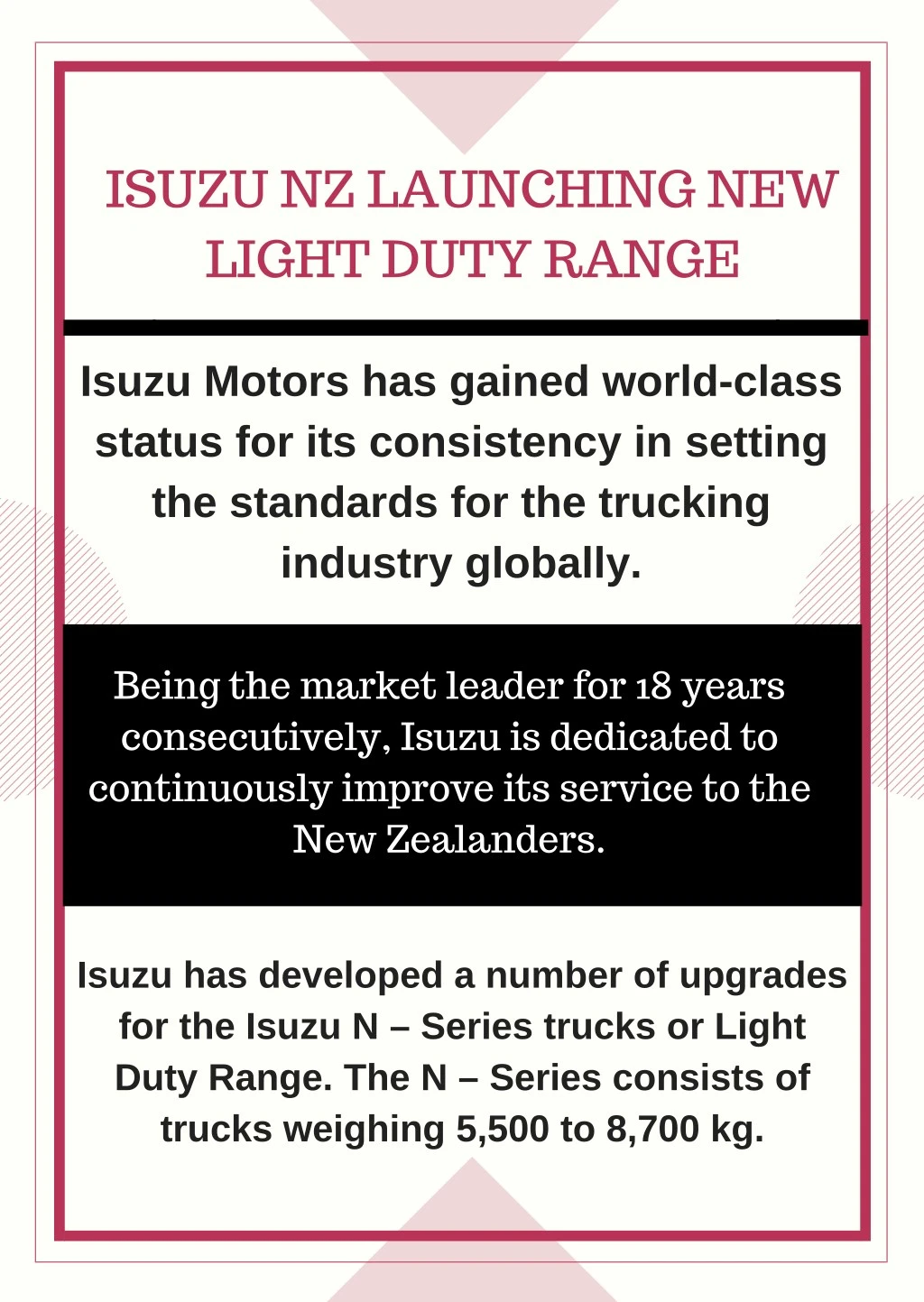 isuzu nz launching new light duty range