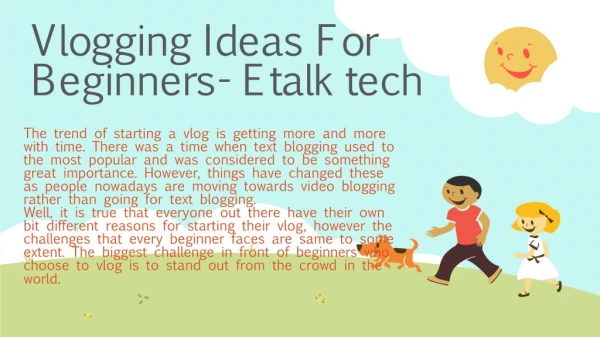 Vlogging Ideas For Beginners- Etalk tech