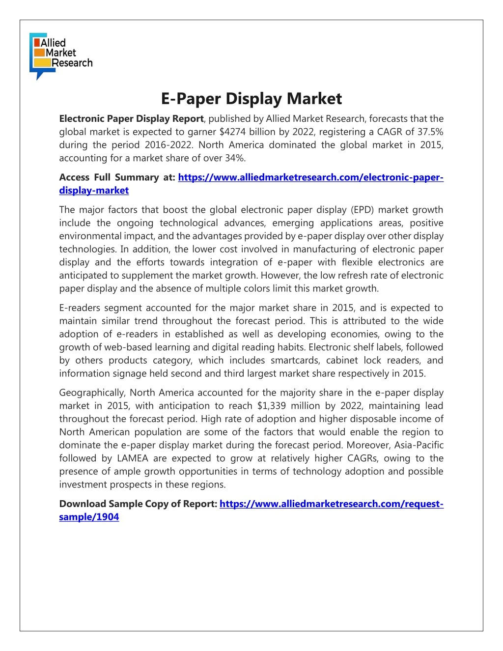 e paper display market