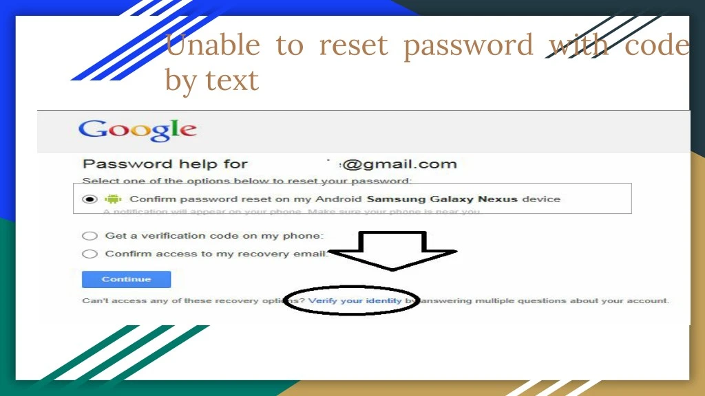unable to reset password with code by text
