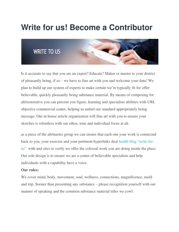 Write for us! Become a Contributor