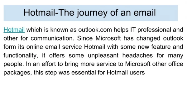 .Hotmail- The journey of an email