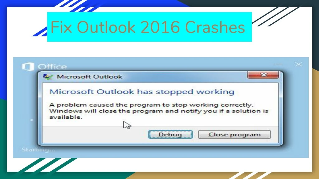 fix outlook 2016 crashes