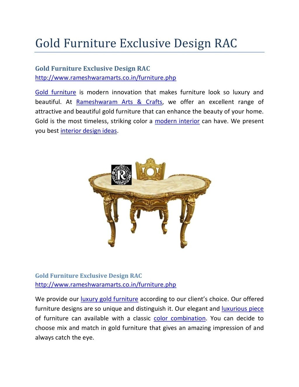gold furniture exclusive design rac